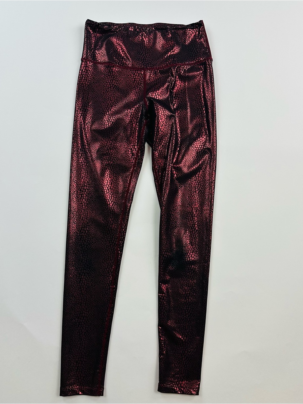 Electric Yoga Red Black Metallic Leggings Size XS